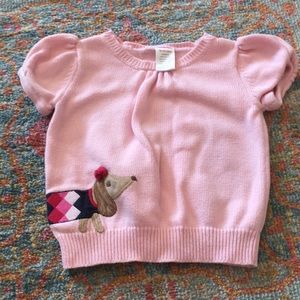 Gymboree Dachshund pink short sleeve sweater
